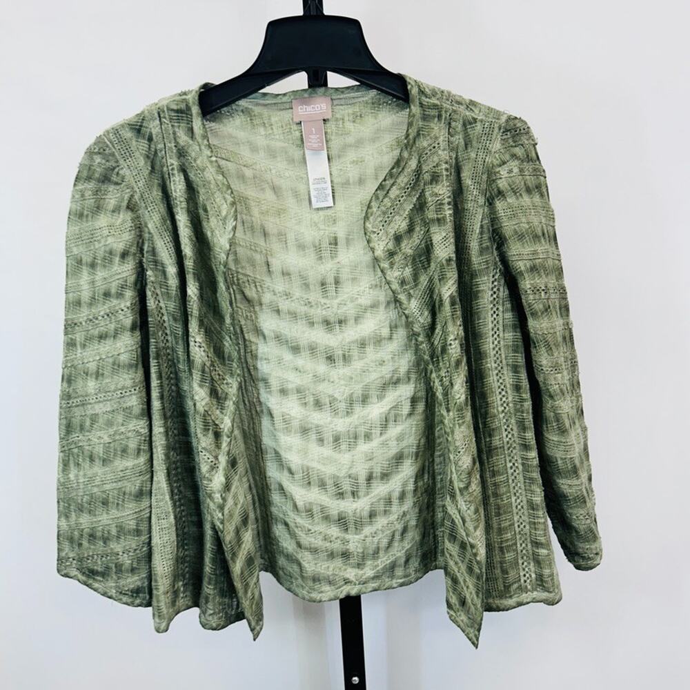 Chico's Women Size S (1) Open Front Lightweight Jacket Top Green